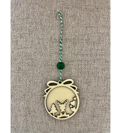 Boule de Noël renne, coeurs et étoiles