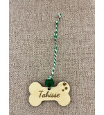 Boule de Noël personnalisée os d'animal avec prénom