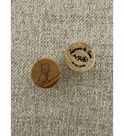 Bouchon en bois personnalisable - Esprit Cottage