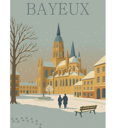 Affiches illustrées BAYEUX en hiver