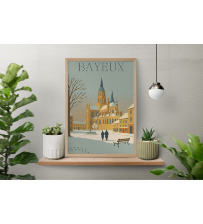 Affiches illustrées BAYEUX en hiver