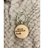Porte-clé en bois "Les clés du bonheur - Famille ..." - personnalisable