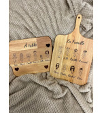 Planche à découper « Personnages » personnalisée – Gravure avec membres de la famille + animaux