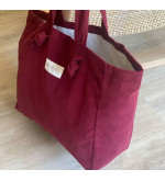 SAC CABAS Velour Bordeaux