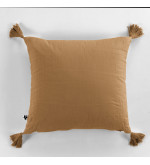 Coussin avec pompons en gaze de coton - 40x40cm