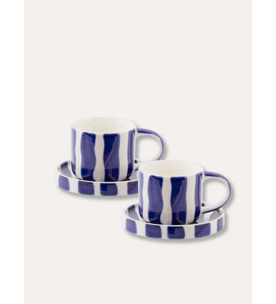 Tasses Espresso Stripes - Lot de 2 | Esprit Cottage