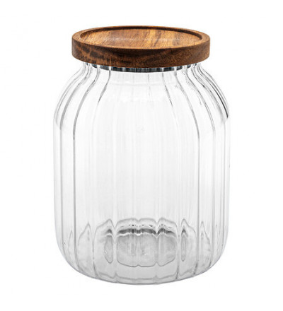 Bocal en verre couvercle bois | Esprit Cottage