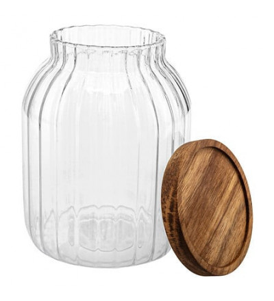 Bocal en verre couvercle bois | Esprit Cottage