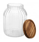 Bocal en verre couvercle bois | Esprit Cottage