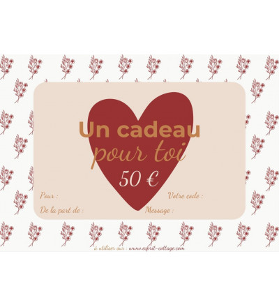 Carte cadeau - Montant personnalisé| Esprit Cottage