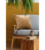 Coussin avec pompons en gaze de coton - 40x40cm