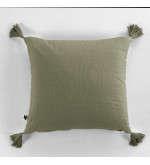Coussin avec pompons en gaze de coton - 40x40cm