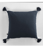 Coussin avec pompons en gaze de coton - 40x40cm