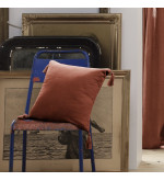 Coussin avec pompons en gaze de coton - 40x40cm