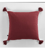 Coussin avec pompons en gaze de coton - 40x40cm