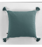 Coussin avec pompons en gaze de coton - 40x40cm