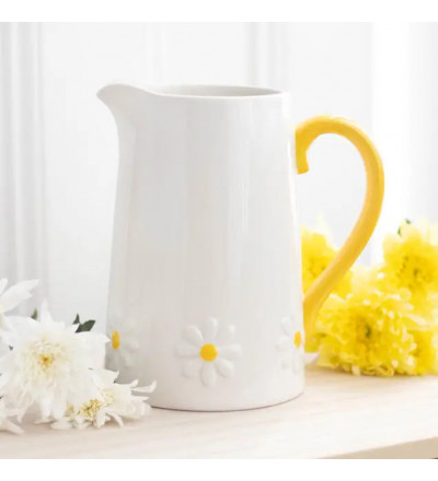 Pichet fleurs de printemps en céramique