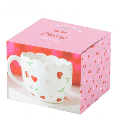 Mug motifs cerises en coeurs