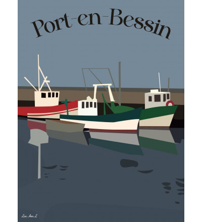 Affiches illustrées  PORT EN BESSIN
