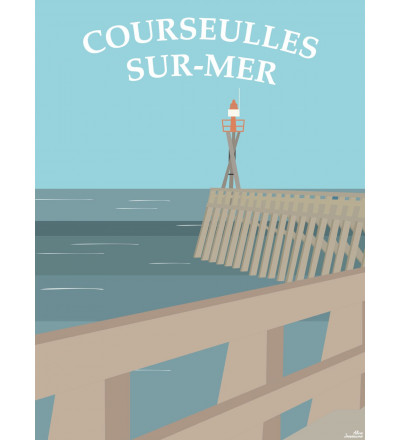 Affiche Courseulles-sur-Mer – Côte normande illustrée | Esprit Cottage