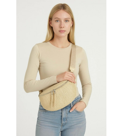 Sac banane façon raphia tressé