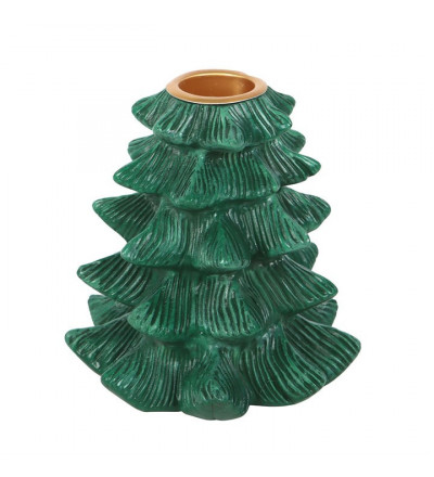 Porte bougie en sapin vert avec bougie