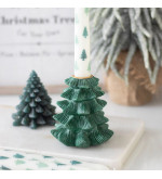 Porte bougie en sapin vert avec bougie