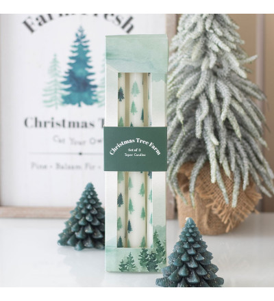 Ensemble de 3 bougies sapin de Noël