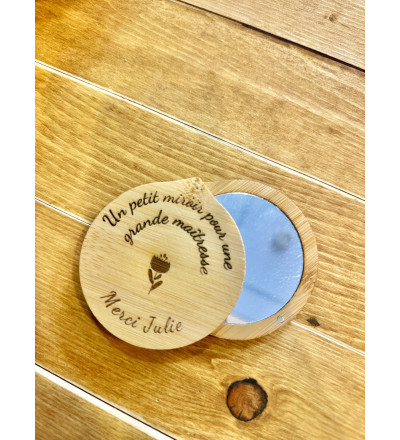 Miroir de poche en bois personnalisable